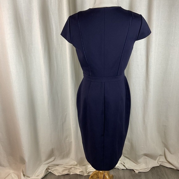 Ted Baker Size 3 US Size 8 Dress Cyanthe Sheath Full Zip Navy gold Career Office - Picture 3 of 10
